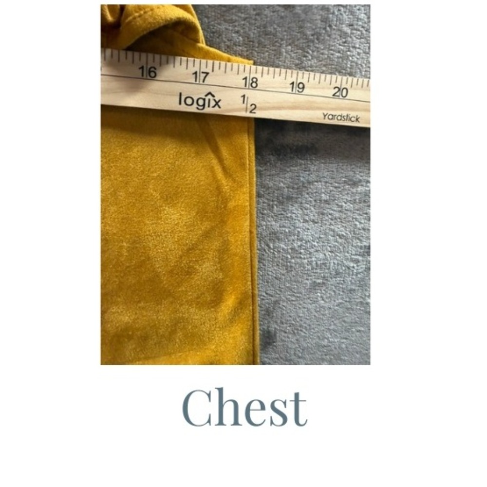 Voy Womens Mustard Yellow Faux Suede Ruffle Neck Tie Sleeveless Blouse Top S - Picture 4 of 7